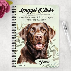 Személyre szabható - Barna labrador portré mintás A6-os füzet - otthon & életmód - papír, írószer - jegyzetfüzet & napló - Meska.hu
