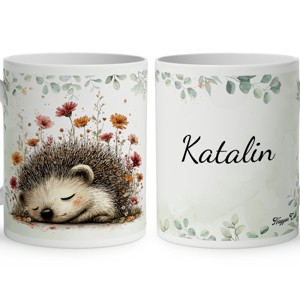 Névvel kérhető - A kert kis álmodozója, cuki süni mintás bögre, Otthon & Életmód, Konyhafelszerelés, tálalás, Tálalás, Bögre & Csésze, , MESKA