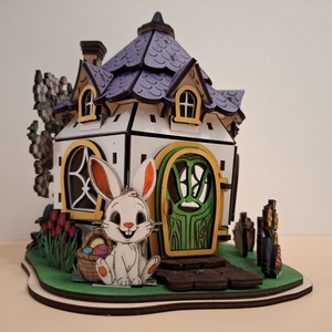 Kézműves nyuszis házikó - ünnepi díszek, dekorációk - húsvéti díszek és dekorációk - húsvéti asztaldíszek - Meska.hu