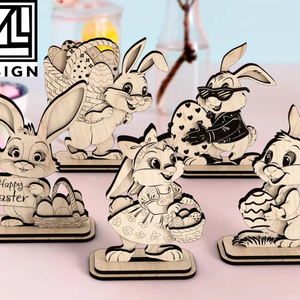 Nyuszis figura, Ünnepi díszek, dekorációk, Húsvéti díszek és dekorációk, Húsvéti tojástartó, Famegmunkálás, MESKA