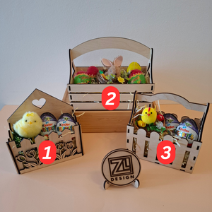 Lézervágott ajándék virágos kosár - ünnepi díszek, dekorációk - húsvéti díszek és dekorációk - húsvéti kosár - Meska.hu