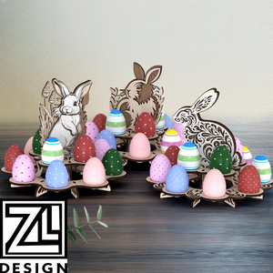 Nyuszis tojás tartó, Ünnepi díszek, dekorációk, Húsvéti díszek és dekorációk, Húsvéti tojástartó, Famegmunkálás, MESKA