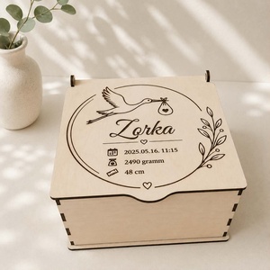 Emlékőrző Babadoboz � Egyedi gravírozott fa emlékdoboz születési adatokkal - baba - mama - babaemlékek - baba emlékőrző - Meska.hu