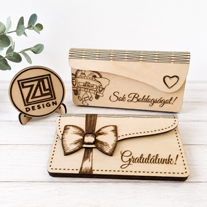 Pénzátadó fa boríték, Otthon & Életmód, Papír, írószer, Ajándékozás kellékei, Pénzátadó doboz, Famegmunkálás, Egyedi, lézervágott fa pénzátadó boríték, amely tökéletes választás bármilyen alkalomra – legyen sz..., MESKA