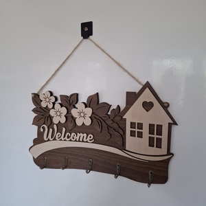 Welcome feliratú fa fali kulcstartó - otthon & életmód - dekoráció - fali és függő dekoráció - fali kulcstartó - Meska.hu