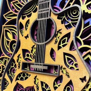 Mandala Gitár - otthon & életmód - dekoráció - kép & falikép - fából készült kép - Meska.hu