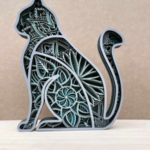 Mandala cica, Otthon & Életmód, Dekoráció, Kép & Falikép, 3d képek, Famegmunkálás, MESKA