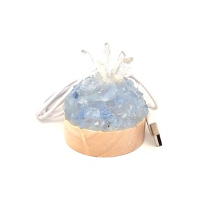 Kék kalcit hegyikristály félgömb ásvány hangulatlámpa fa talppal 6 cm, Kellékek & szerszámok, Ásvány alapanyag, , MESKA