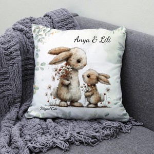 Névvel kérhető - Anya és a kicsi nyuszikája mintás párna - otthon & életmód - lakástextil - párna & párnahuzat - díszpárna (belsővel együtt) - Meska.hu