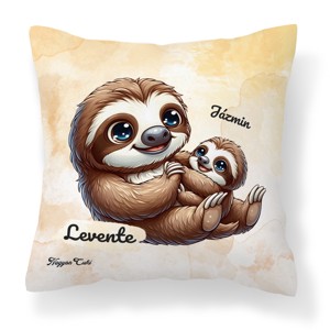 Névvel kérhető - Cuki lajhár Apa és kicsi lajhárja mintás párna - Meska.hu
