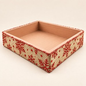 Reliofi hópehely mintás juta box � világosbarna, 21 � 20 � 6,5 cm - Meska.hu