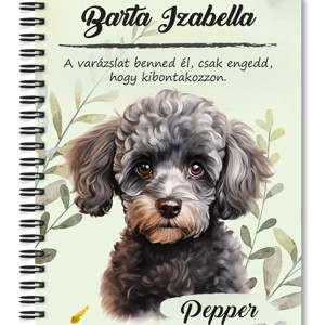 Személyre szabható - Kis szürke uszkár portré mintás A5-ös füzet, Otthon & Életmód, Papír, írószer, Jegyzetfüzet & Napló, , MESKA