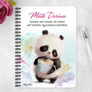 Személyre szabható - Kávés Panda mintás A6-os füzet - otthon & életmód - papír, írószer - jegyzetfüzet & napló - Meska.hu