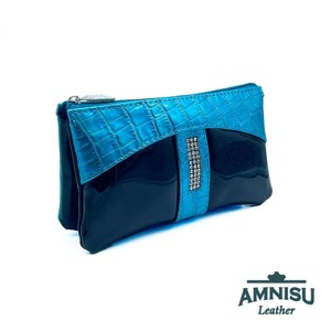 Türkizkék lakk krokkómintás - fekete lakk egyenes swarovski köves női pénztárca G6020, Táska & Tok, Pénztárca & Más tok, Pénztárca, Női pénztárca, , MESKA