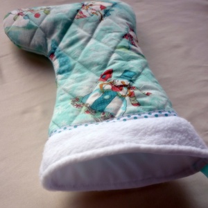 Mikulás csizma hóemberes (türkiz-fehér) - karácsony - mikulás - mikulás zsák - Meska.hu