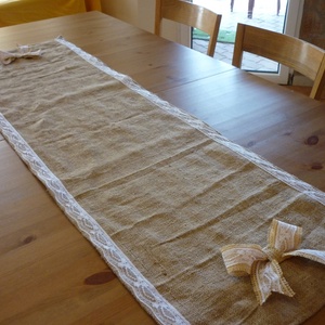 Masnis futó zsákvászon-csipke dohányzó asztalra -  - Meska.hu