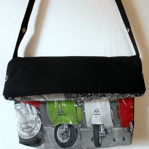 Sportos robogó/montor mintás-fekete keresztben hordható táska  - táska & tok - kézitáska & válltáska - vállon átvethető táska - Meska.hu