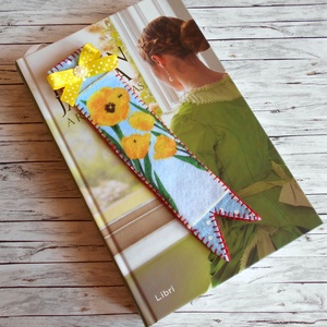 Sárga tulipános könyvjelző , Könyv & Zene, Könyvjelző, Varrás, MESKA