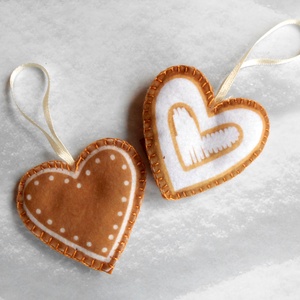 2 db-os mézeskalács filc karácsonyfadísz, Karácsony, Karácsonyi lakásdekoráció, Karácsonyfadíszek, Varrás, MESKA