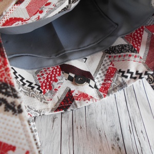 Piros-fekete-szürke-fehér halszálka-patchwork mintás  válltáska - táska & tok - kézitáska & válltáska - válltáska - Meska.hu