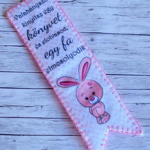 Nyuszis könyvjelző (rózsaszín)  - könyv & zene - könyvjelző - Meska.hu