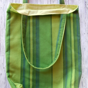 Zöld csíkos bevásárló táska/szatyor - táska & tok - bevásárlás & shopper táska - shopper, textiltáska, szatyor - Meska.hu