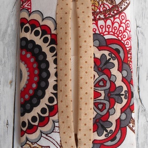 Zsepitartó (Mandala mintás fehér alapon piros-szürke-drapp) - táska & tok - pénztárca & más tok - zsebkendőtartó tok - Meska.hu