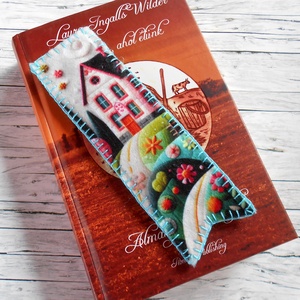Mesés farmok türkizkék színválágú, patchwork stílusú könyvjelző  - könyv & zene - könyvjelző - Meska.hu