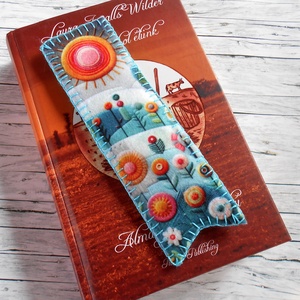 Mesés farmok türkizkék színválágú, patchwork stílusú könyvjelző  - könyv & zene - könyvjelző - Meska.hu