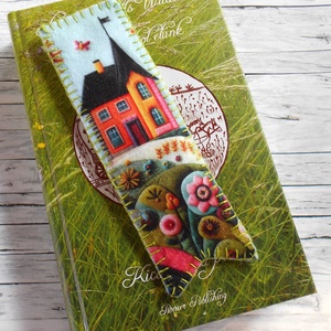 Mesés farmok olivazöld színválágú, patchwork stílusú könyvjelző , Könyv & Zene, Könyvjelző, Varrás, MESKA