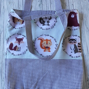 Mentazöld alapon erdei állatmintás táska/szatyor gyerekeknek, Táska & Tok, Bevásárlás & Shopper táska, Shopper, textiltáska, szatyor, Varrás, MESKA
