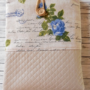 Beige alapon kék rózsa mintás vintage stílusú könyvtok  - könyv & zene - könyvtok - Meska.hu