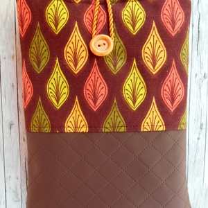 Gesztenyebarna alapon színes őszi levél mintás könyvtok  - könyv & zene - könyvtok - Meska.hu