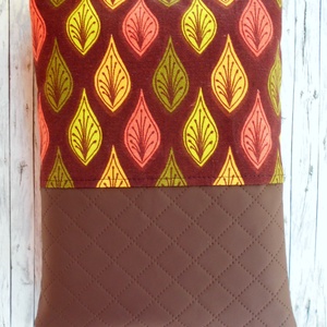 Gesztenyebarna alapon színes őszi levél mintás könyvtok  - könyv & zene - könyvtok - Meska.hu