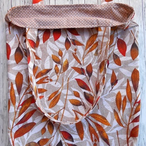 Beige alapon őszi levél mintás bevásárló táska/szatyor - táska & tok - bevásárlás & shopper táska - shopper, textiltáska, szatyor - Meska.hu