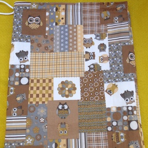 Barna bagoly mintás patchwork hatású péksüteményes zsák - otthon & életmód - konyhafelszerelés, tálalás - konyhai tárolás - kenyértartó - Meska.hu