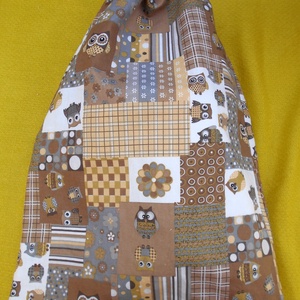 Barna bagoly mintás patchwork hatású kenyeres zsák - otthon & életmód - konyhafelszerelés, tálalás - konyhai tárolás - kenyértartó - Meska.hu