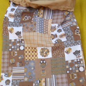 Barna bagoly mintás patchwork hatású kenyeres zsák - otthon & életmód - konyhafelszerelés, tálalás - konyhai tárolás - kenyértartó - Meska.hu