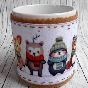 Bögrepalást/melegen tartó cuki erdei állatos 1. - otthon & életmód - konyhafelszerelés, tálalás - tálalás - bögre & csésze - Meska.hu