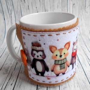 Bögrepalást/melegen tartó cuki erdei állatos 1., Otthon & Életmód, Konyhafelszerelés, tálalás, Tálalás, Bögre & Csésze, Varrás, MESKA