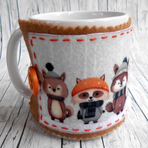 Bögrepalást/melegen tartó cuki erdei állatos 2., Otthon & Életmód, Konyhafelszerelés, tálalás, Tálalás, Bögre & Csésze, Varrás, MESKA