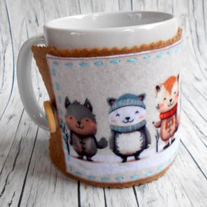 Bögrepalást/melegen tartó cuki erdei állatos 3, Otthon & Életmód, Konyhafelszerelés, tálalás, Tálalás, Bögre & Csésze, Varrás, MESKA