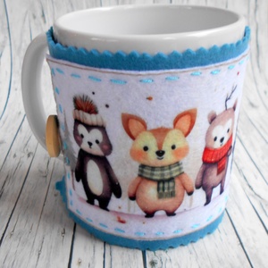 Bögrepalást/melegen tartó cuki erdei állatos 4, Otthon & Életmód, Konyhafelszerelés, tálalás, Tálalás, Bögre & Csésze, Varrás, MESKA