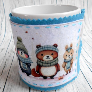 Bögrepalást/melegen tartó cuki erdei állatos 4 - otthon & életmód - konyhafelszerelés, tálalás - tálalás - bögre & csésze - Meska.hu