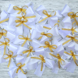 Fehér-arany csipeszes masni, karácsonyfára  - Meska.hu