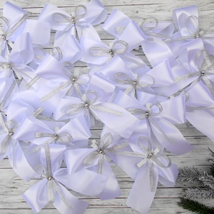 Fehér-ezüst színű csipeszes masni, karácsonyfára , Karácsony, Karácsonyi lakásdekoráció, Karácsonyfadíszek, Varrás, MESKA