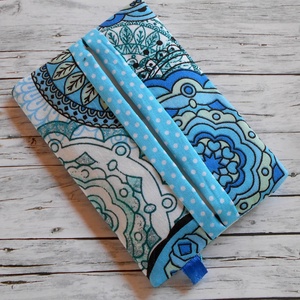 Zsepitartó (Mandala mintás fehér alapon türkizkék), Táska & Tok, Pénztárca & Más tok, Zsebkendőtartó tok, Varrás, MESKA