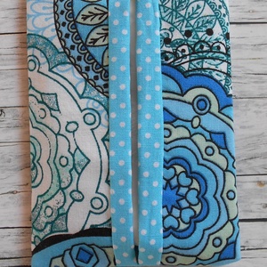 Zsepitartó (Mandala mintás fehér alapon türkizkék) - táska & tok - pénztárca & más tok - zsebkendőtartó tok - Meska.hu