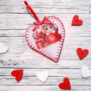 Cica 2: valentin napi, kölyökcicás szív , Otthon & Életmód, Dekoráció, Fali és függő dekoráció, Függődísz, Varrás, MESKA