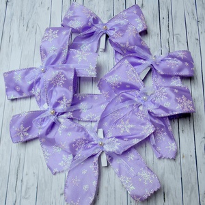 6 db-os halványlila hópelyhes csipeszes masni, karácsonyfára  - Meska.hu